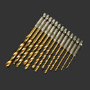 Drillpro DB-T2 13pcs 1.5-6.5mm HSS Titanium Coated 1/4 Inch Hex Shank Twist Drill Bit Set