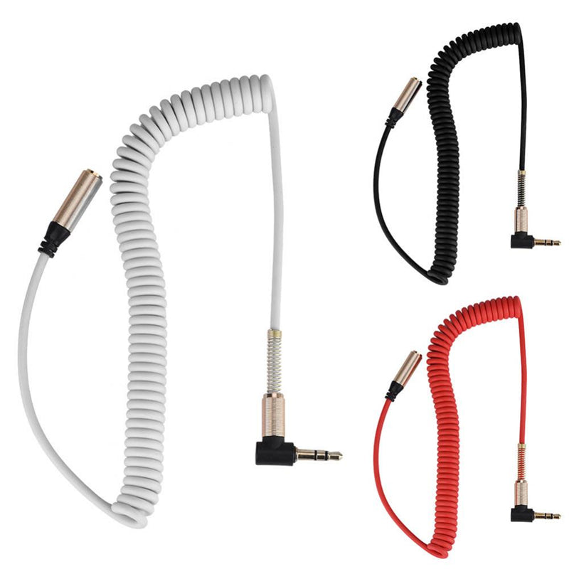 Flexible Spring 3.5mm Audio Cable Male To Female Aux Extension Cord 3.5mm Plug Cable Wire