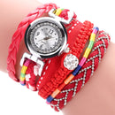 DUOYA DY080 Fashionable Fine Leather Band Winding Ladies Bracelet Watch Braided Quartz Watches