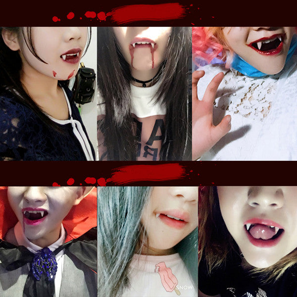 Get Coupons Halloween Cosplay Vampire Fangs Werewolf Teeth Fancy Dress Costume Accessory Tooth
