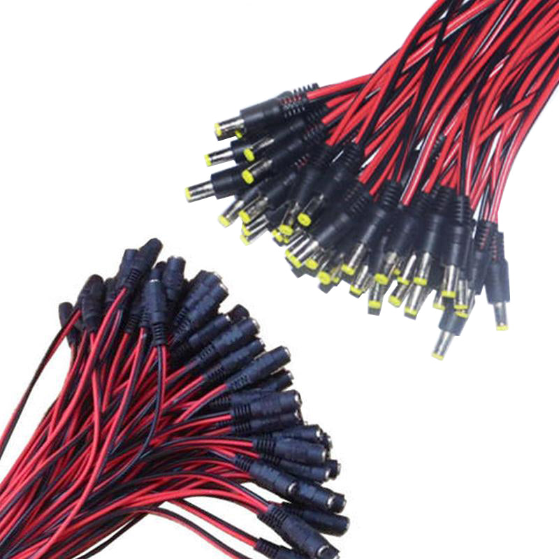 20Pcs 12V Male Female DC Power Socket Jack Plug Wire Connector Cable CCTV DC 5.5  x 2.1mm
