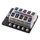 iMars 10 Way Fuse Box 12V 32V Circuit Standard Blade Block Holder Kit Car Caravan