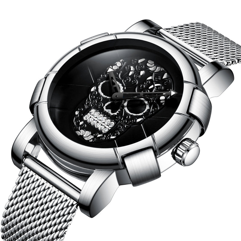 Biden 0086-1 3D Skull Men Wrist Watch Fashion Style Creative Quartz Watch