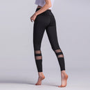 Women Quick-drying Net Yarn Yoga Pants Black High Waist Elastic Running Fitness Slim Sport Gym
