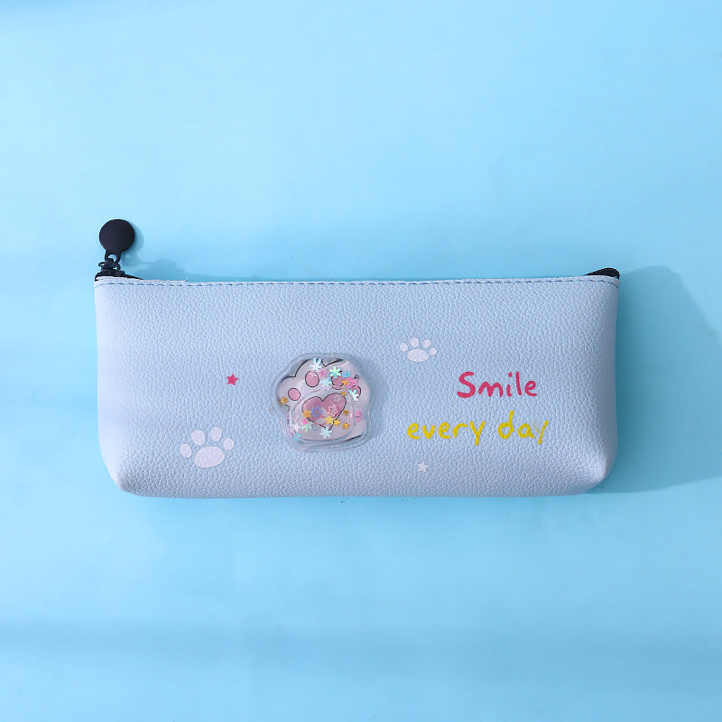 Creative Pencil Case School Strawberry Cherry Pencil Bags Stationery PU Leather Pencil Bag School Supplies Students Gifts