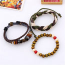 Retro Multilayer Braided Leather Rope Skull Bracelet Adjustable Wristhand for Men