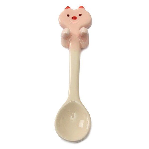 Cute Cartoon Animal Ceramic Hanging Coffee Scoop Milk Tea Soup Spoon Tableware Decor