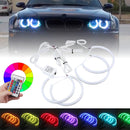 4PCS 131mm+146mm Multi-Color RGB LED Angel Eyes Halo Ring Lights Headlights with Remote Control For BMW E46 E90