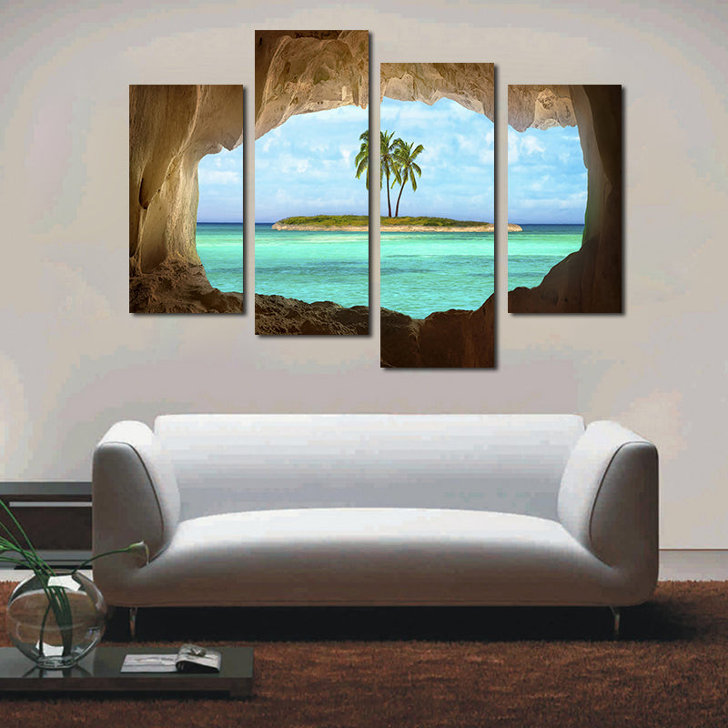 Miico Hand Painted Four Combination Decorative Paintings Isolated Island Wall Art For Home Decoration