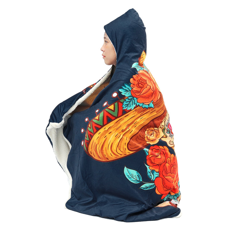 130x150cm Hooded Blanket Wearable Thickened Double Plush 3D Digital Printing Blankets