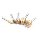 5PCS Round Handle 90 Degree Single-Edged Countersink Drill Bit Woodworking Chamfering Tool Kits