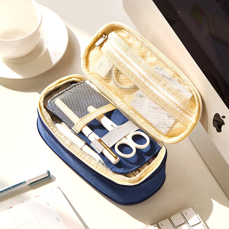 Double-layer Pencil Pen Case Office College School Large Capacity Pencil Bag