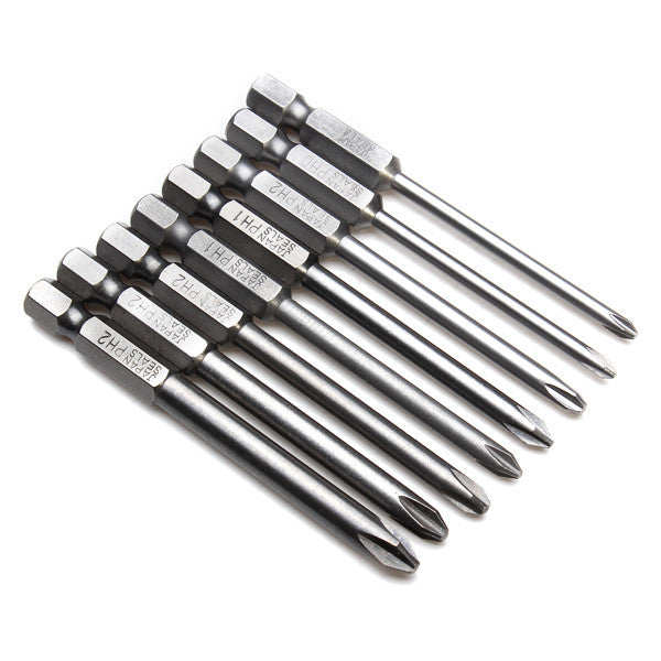 8pcs 75mm Magnetic Long Hex Cross Head Screwdriver Bits Set