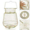 30cm Length Foldable Steel Wire Fishing Pot Trap Net Crab Shrimp Cage Fishing Basket