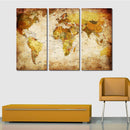 Miico Hand Painted Three Combination Decorative Paintings World Map Wall Art For Home Decoration