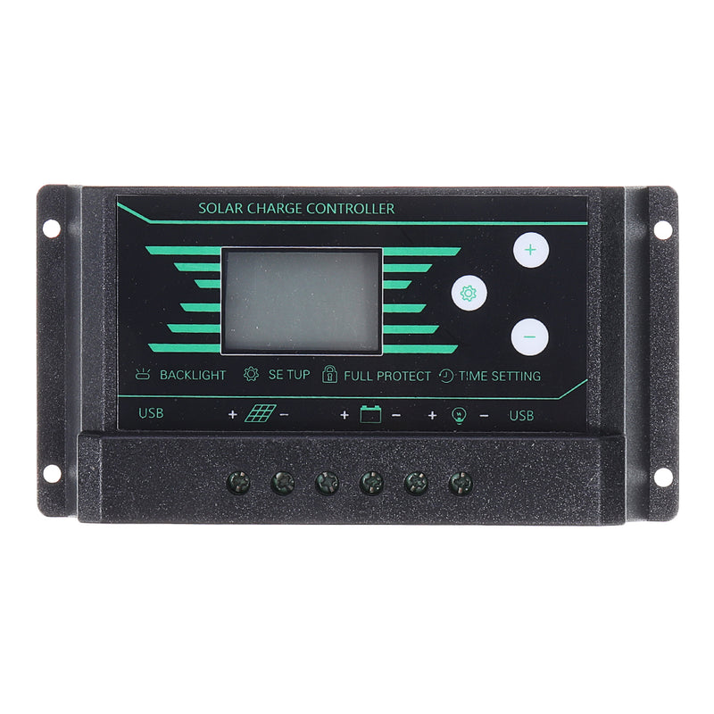 PWM 10/20/30A 12V/24V Auto Solar Charge Controller LCD Dispaly Battery Charge Solar Controller Dual USB Port 2.5A with Backlight