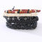 Vintage Leather Bracelet Weave Braided Multilayer Adjustable Wood Beaded Bracelet for Men