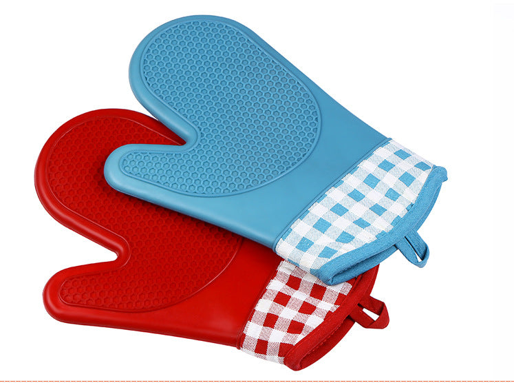 KCASA KC-PG06 1Pcs Silicone Cotton Oven Mitts Microwave Oven BBQ Heat Resistant Pot Holder Gloves