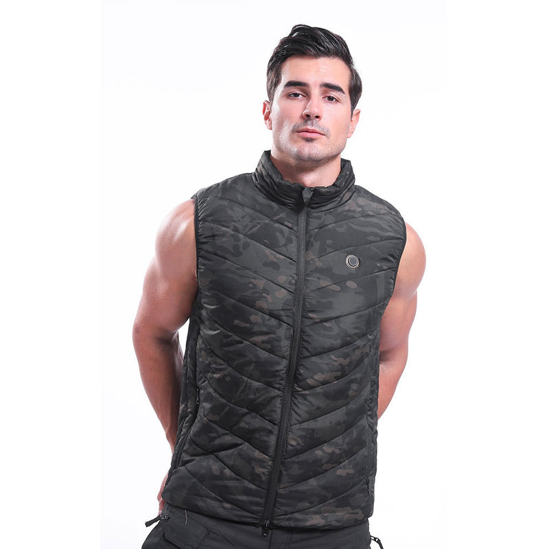 Electric USB Heated Waistcoat Three-speed Thermostat Coats Outdoor Sports Body Warmer Camouflage