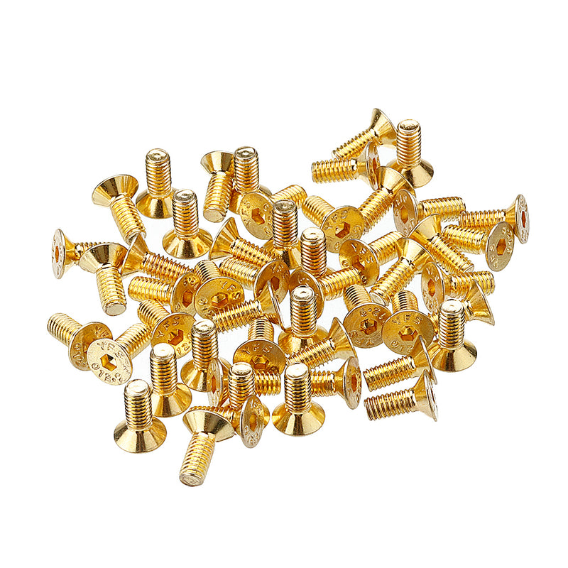 Suleve M4AH2 50Pcs Titanium Plated M4 Hex Socket Flat Countersunk  Head Screws Alloy Steel 12.9 Grade Screw Bolt M4*10
