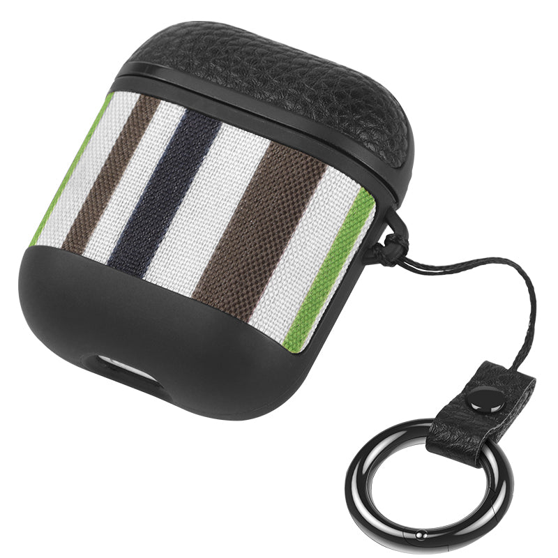 HOCO Cloth+Leather Shockproof Dust-Proof Earphone Storage Case with Hook for Apple Airpods 1 Airpods 2