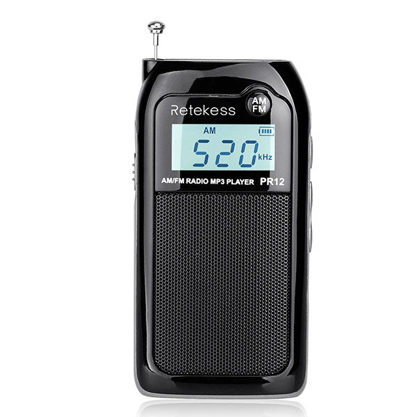 Retekess PR12 AM FM Radio Digital Tuning Radio Receiver MP3 Music Player with Rechargeable Battery