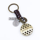 Retro Twelve constellation Woven Keychain Soft Leather Cord Keychain For Men