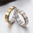 Men's Rotatable Ring Titanium Steel Buddhist Gold Tone Mantra Pattern Spinner Lucky Ring