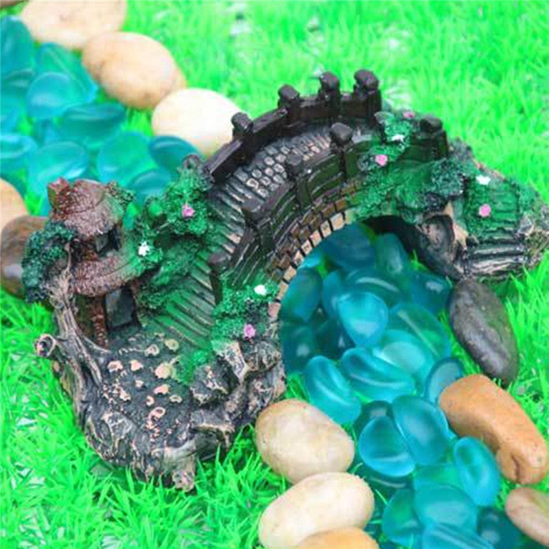 Aquarium Resin Bridge Landscape Pavilion Tree Fish Tank Ornament Decoration