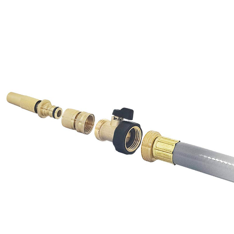 3/4'' Solid Brass Female Garden Hose Quick Connector Flexible Car Wash Connect Adapter Garden Hose Fittings Connection with Nozzle