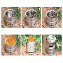 Portable Wood Burning Cooking Stove Collapsible Stainless Steel Alcohol Outdoor Cooking Furnace
