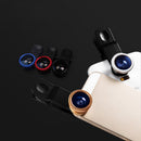 Bakeey 3 in 1 Universal Clip Aluminum Alloy Camera Lens 0.67 Wide Angel+180 Degree Fish Eye+Macro for ipad Mobile Phone Tablet