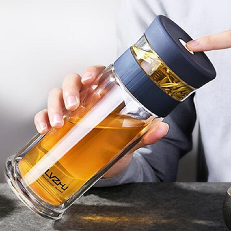 500/800/1000ML Portable Large Glass Water Bottle Double Walled Travel School Mug