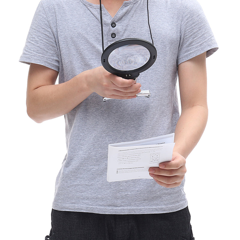 2X/6X Hanging Magnifying Glass Light Desktop LED Lamp Giant Reading Magnifier