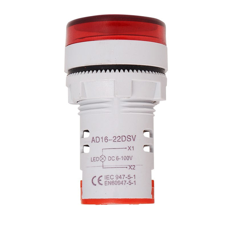 10pcs Red ST16VD 22mm Hole Size 6-100 VDC Digital Voltmeter Round Voltage Detector Tester Mini LED Voltage Indicator Signal Light Monitor
