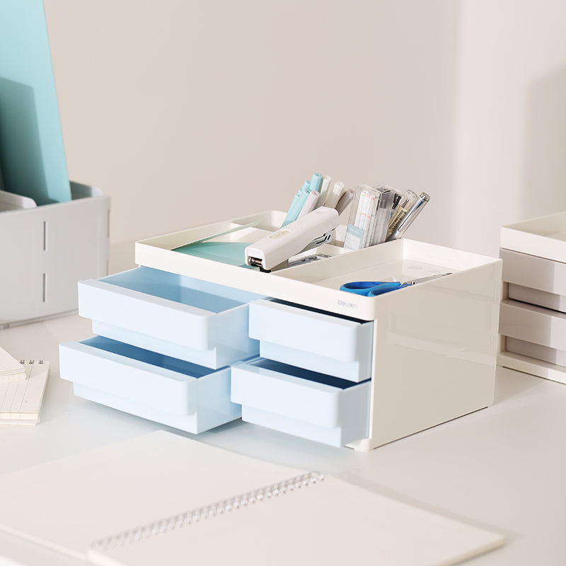 XIAOMI Ecosystem Deli Desktop Storage Box Cosmetic Makeup Case 2/4 Grids Drawers Office Desk Accessories Organizer Pen Pencil Holder 8904/8905