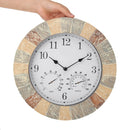 Outdoor Station Garden Wall Clock Thermometer Hand Painted 15 Inch Slate Effect