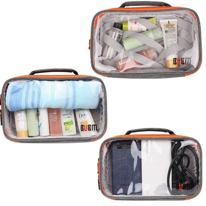BUBM TTR Multi-functional Portable Transparent Electronics Accessories Organizer Cosmetic Bag