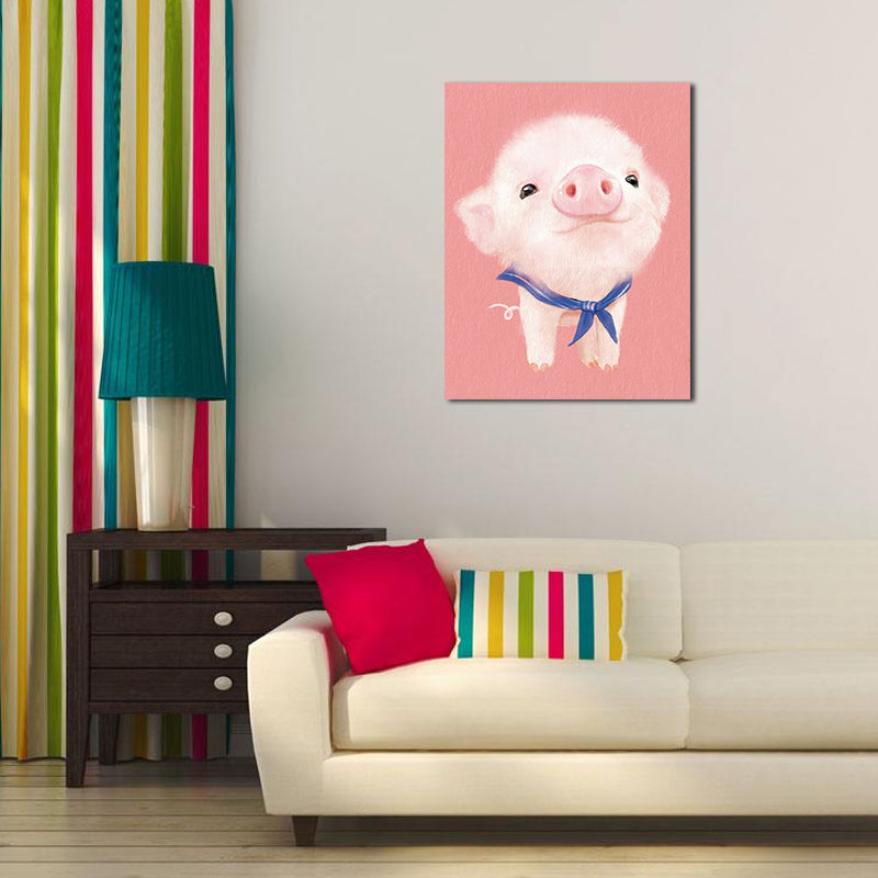 Miico Hand Painted Oil Paintings Cartoon Pig Paintings Wall Art For Home Decoration