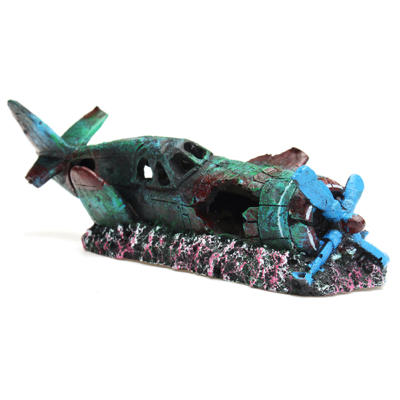 ZANLURE Large Plane Wreck Fish Tank Decoration Resin Aquarium Decorations