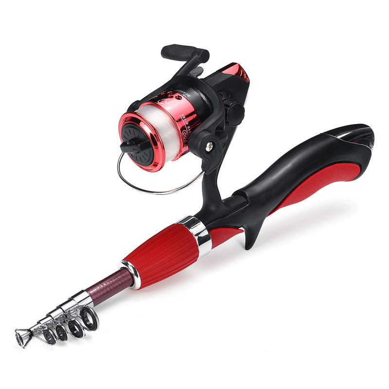 Carbon Fiber Telescopic Fishing Rod & Spinning Reel Combo Kit with Fishing Line