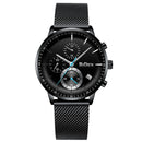BIDEN BD0179 Chronograph Date Display Men Wristwatch Mesh Steel Band Quartz Watch