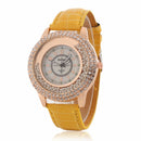 Fashion Ladies Dress Colorful Leather Band Crystal Women Quartz Watch
