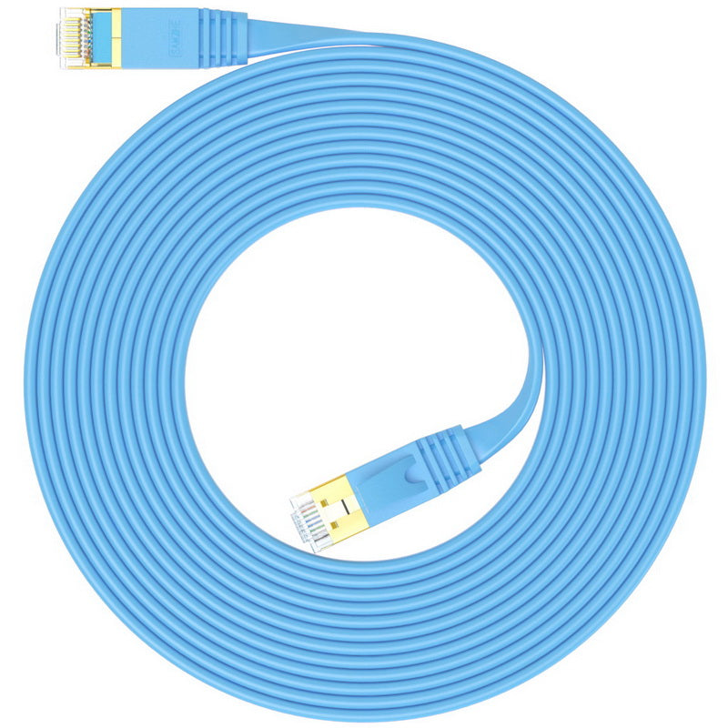 SAMZHE 1~10M CAT7 STP 10Gbps Blue Flat RJ45 Ethernet Patch Cable Networking LAN Cable