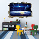 MIICO Creative 3D Universe Planet Broken Wall Removable Home Room Decorative Wall Decor Sticker