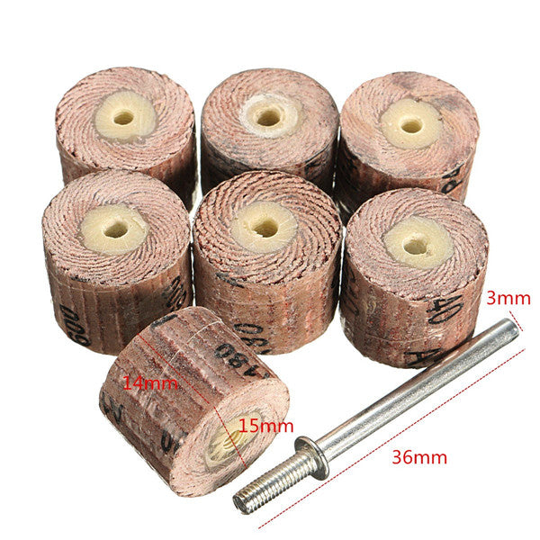 7pcs Flap Sanding Wheel 80-600 Grit With a 1/8 Inch Mandrel fit Dremel Grinder Rotary Tool