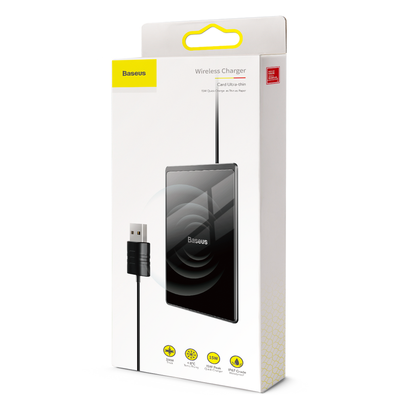 Baseus Mini Card Design 15W Qi Wireless Charger Fast Wireless Charging Pad for iPhone X XR XS Samsung S10 Xiaomi mi 9 Huawei