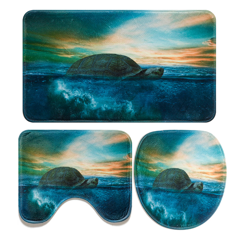 Bathroom Shower Curtains Toilet Waterproof Polyester Fabric Cover Mat W/ 12 Hooks