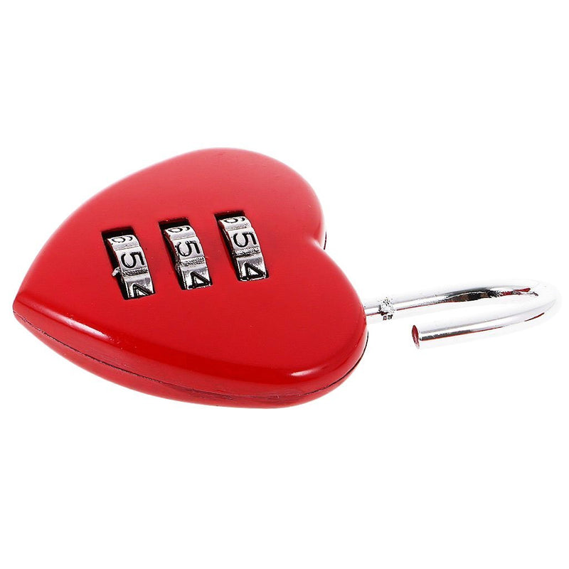 Heart Shaped 3 Digit Travel Luggage Lock Resettable Combination Padlock for School Gym&Sports Locke