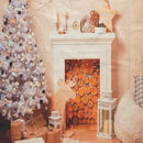 5x7ft Christmas Fireplace Christmas Tree Branch Wood Blanket Photography Backdrop Studio Prop